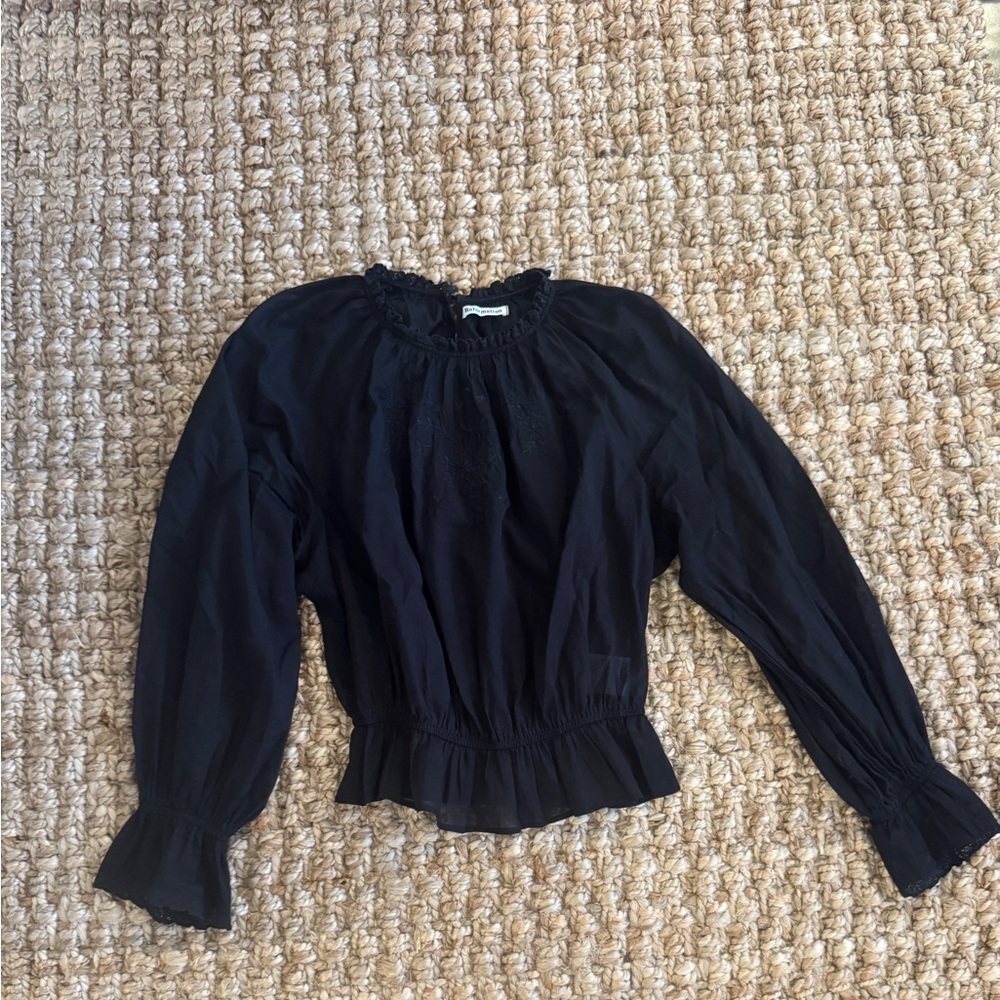 Reformation Blouse with Embroidery and Lace